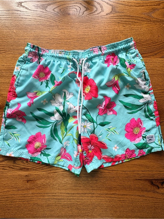 Spicy Tuna Other - Spicy Tuna Lt. blue Mens Large Floral Swim Shorts with Drawstring & elastic